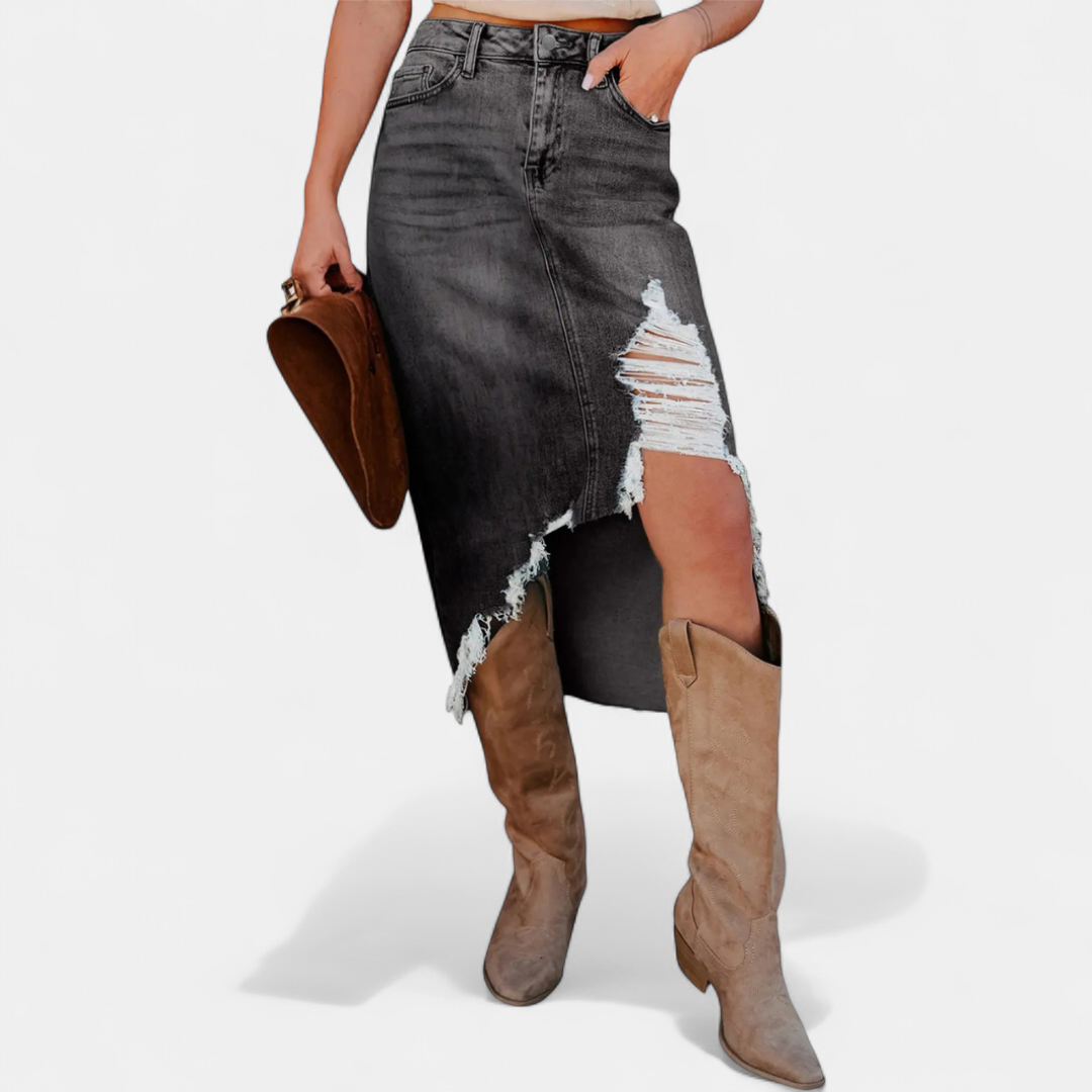 BLAKE – Relaxed High-Waist Denim Maxi Skirt