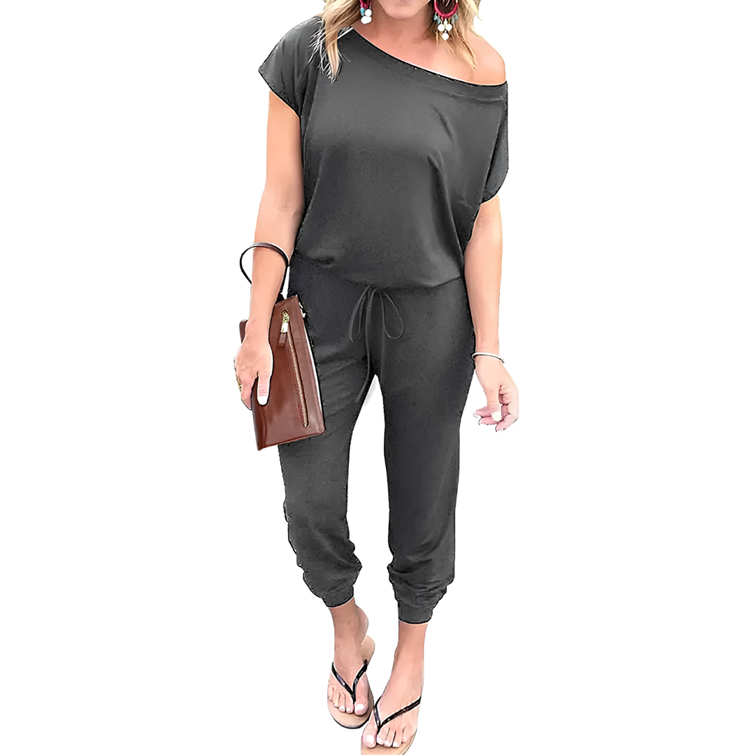 NELLY™ – Off-Shoulder Pocket Casual Jumpsuit