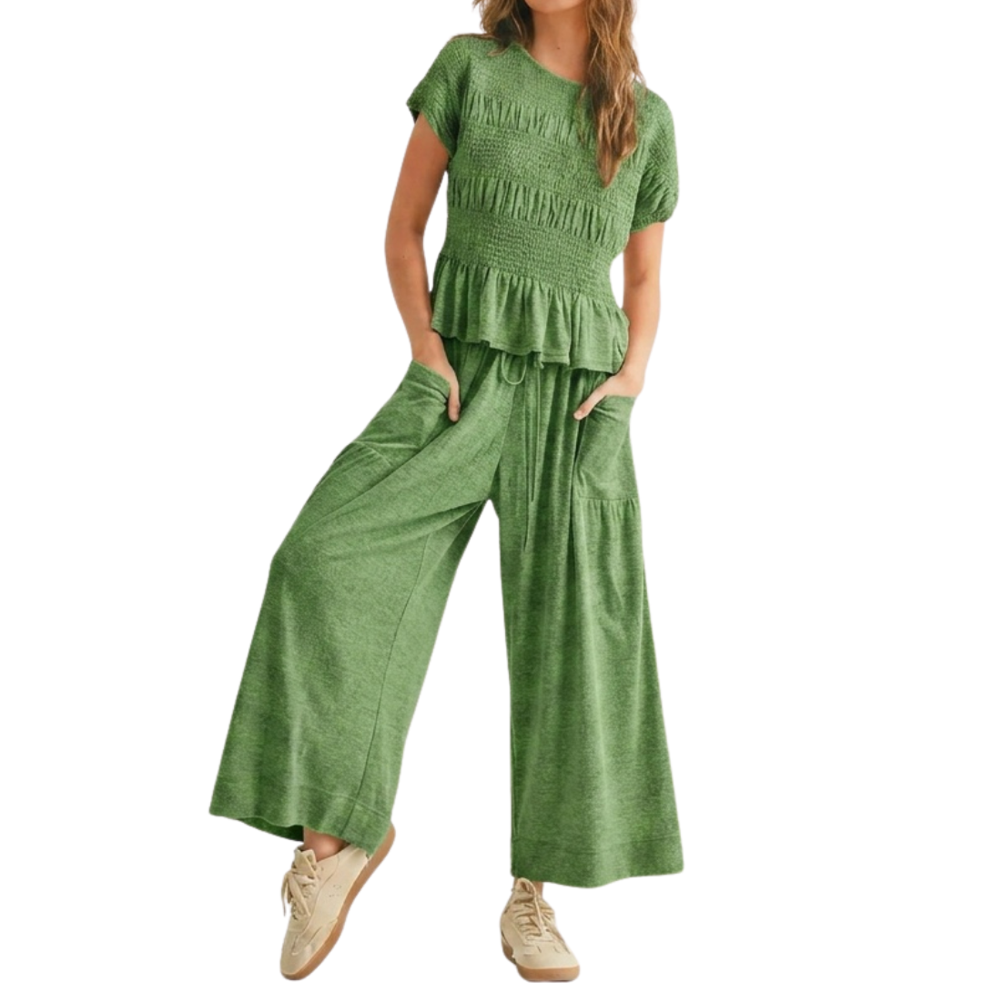 WRENOVA™ – Relaxed Smocked Wide-Leg Lounge Set
