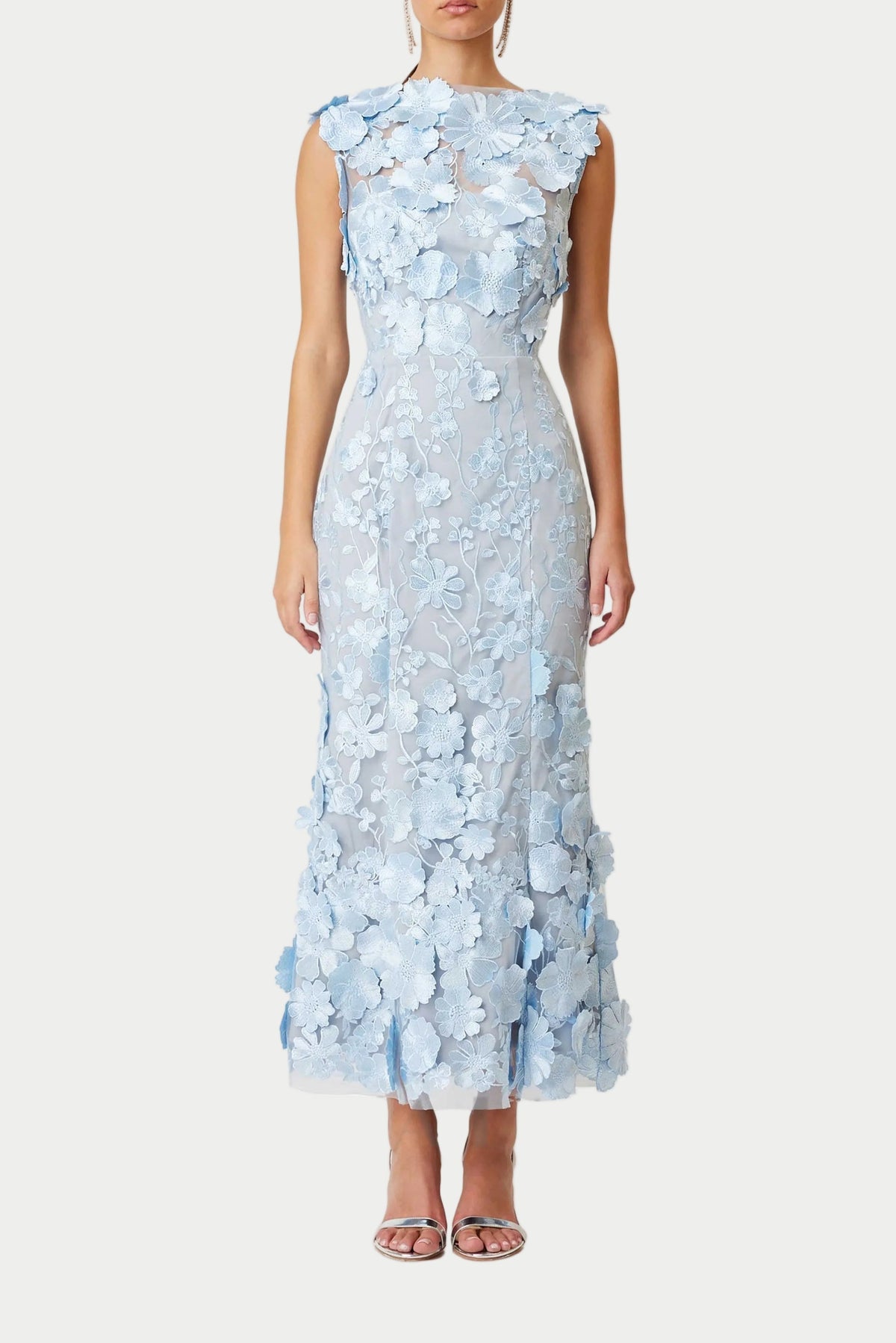 Selene Cocktail Midi Dress in Blue