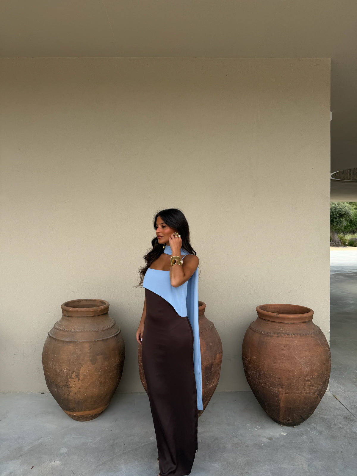 Viviana Dress | Brown & Blue