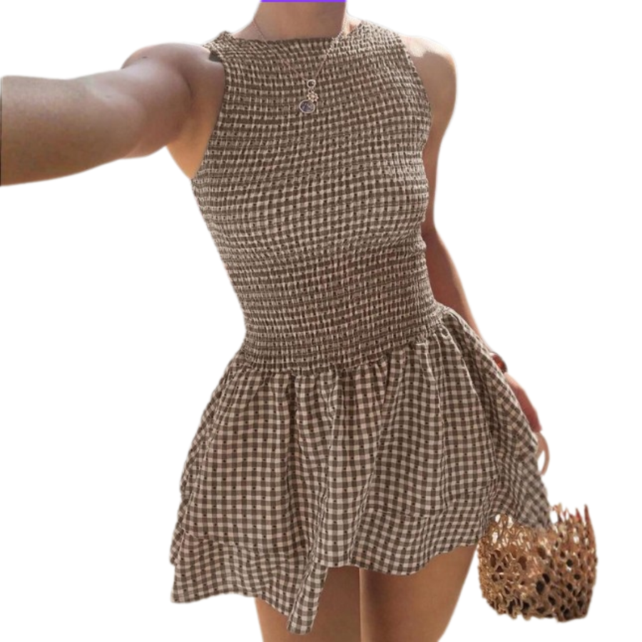 DAGNY™ – Vintage Check Tiered Mini Dress