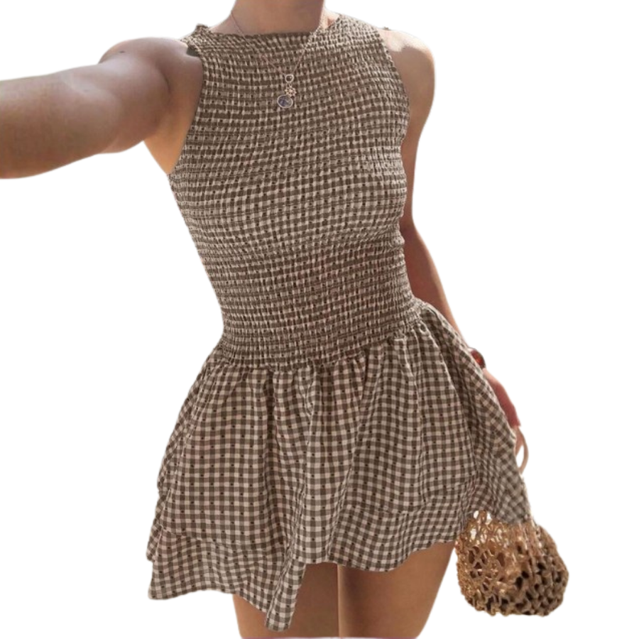 DEXIE™ – Vintage Check Tiered Mini Dress