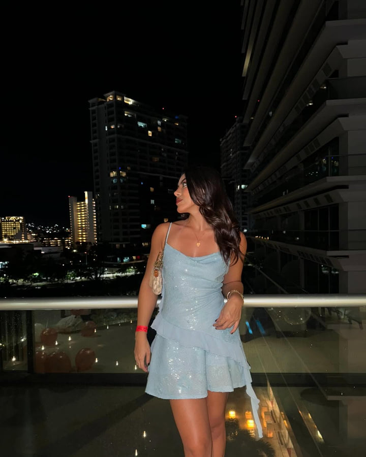 Gracelynne | Shimmer Ruffle Mini Dress