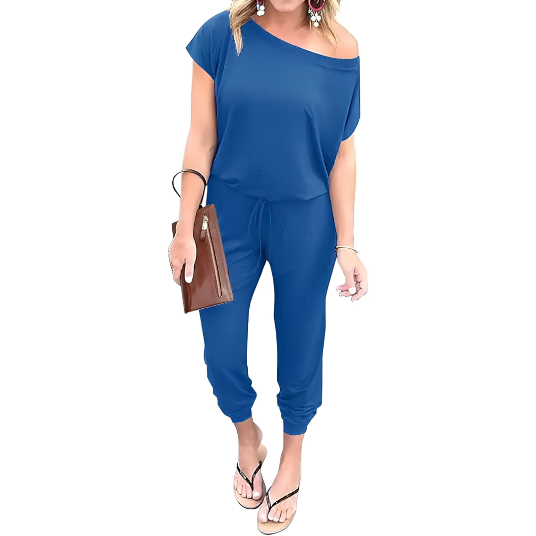 NELLY™ – Off-Shoulder Pocket Casual Jumpsuit