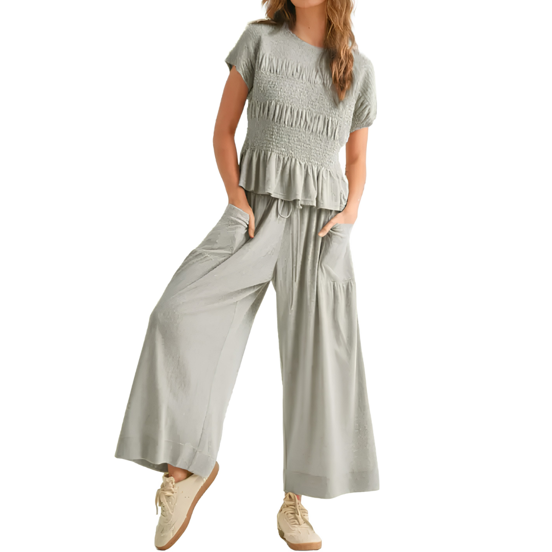 WRENOVA™ – Relaxed Smocked Wide-Leg Lounge Set