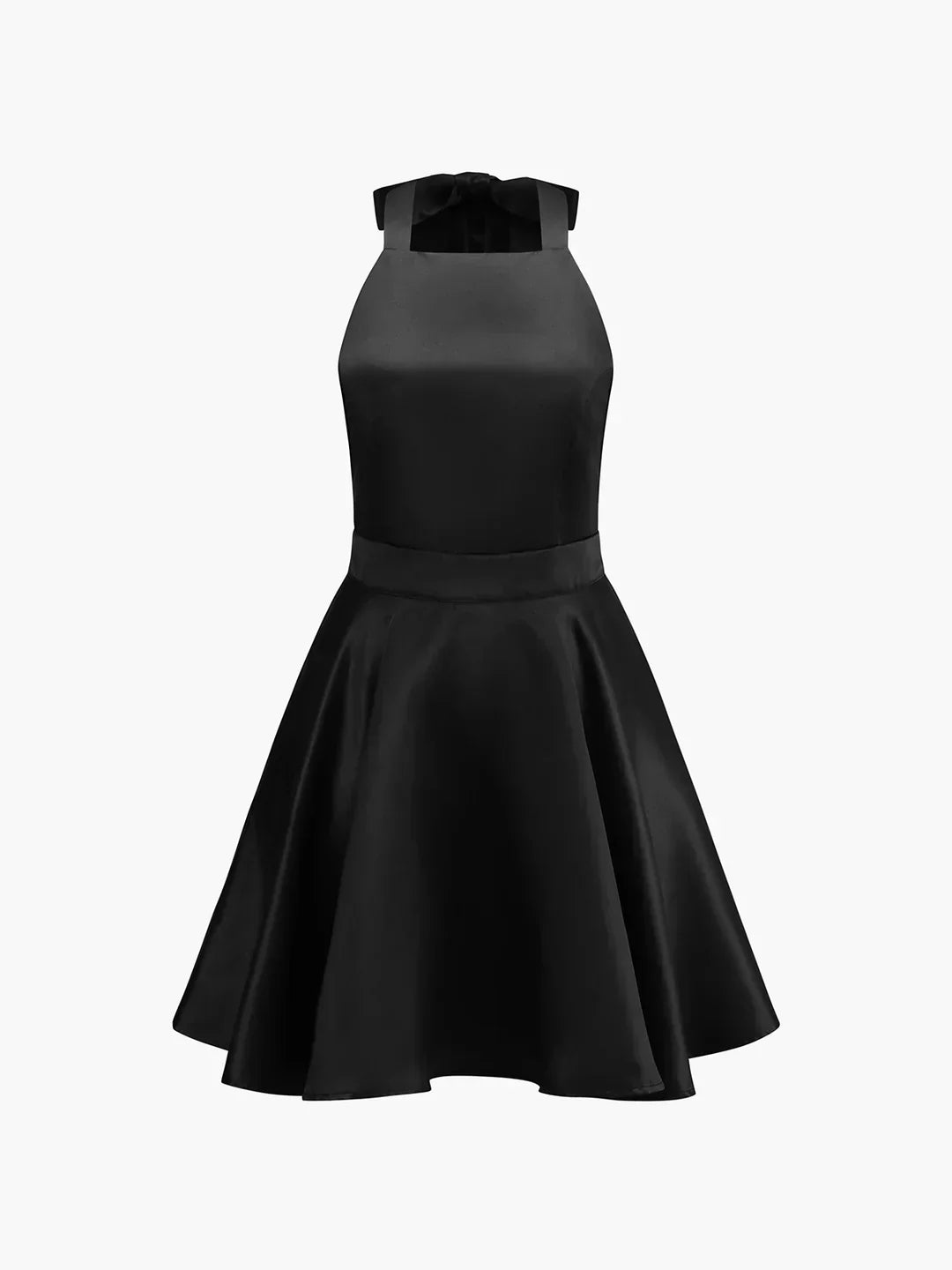 Carolina | Pleated Satin Tie-Front Backless Mini Dress with Double Pockets