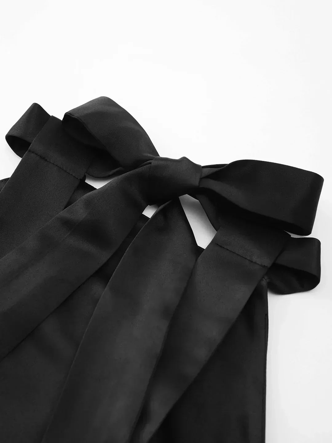 Carolina | Pleated Satin Tie-Front Backless Mini Dress with Double Pockets