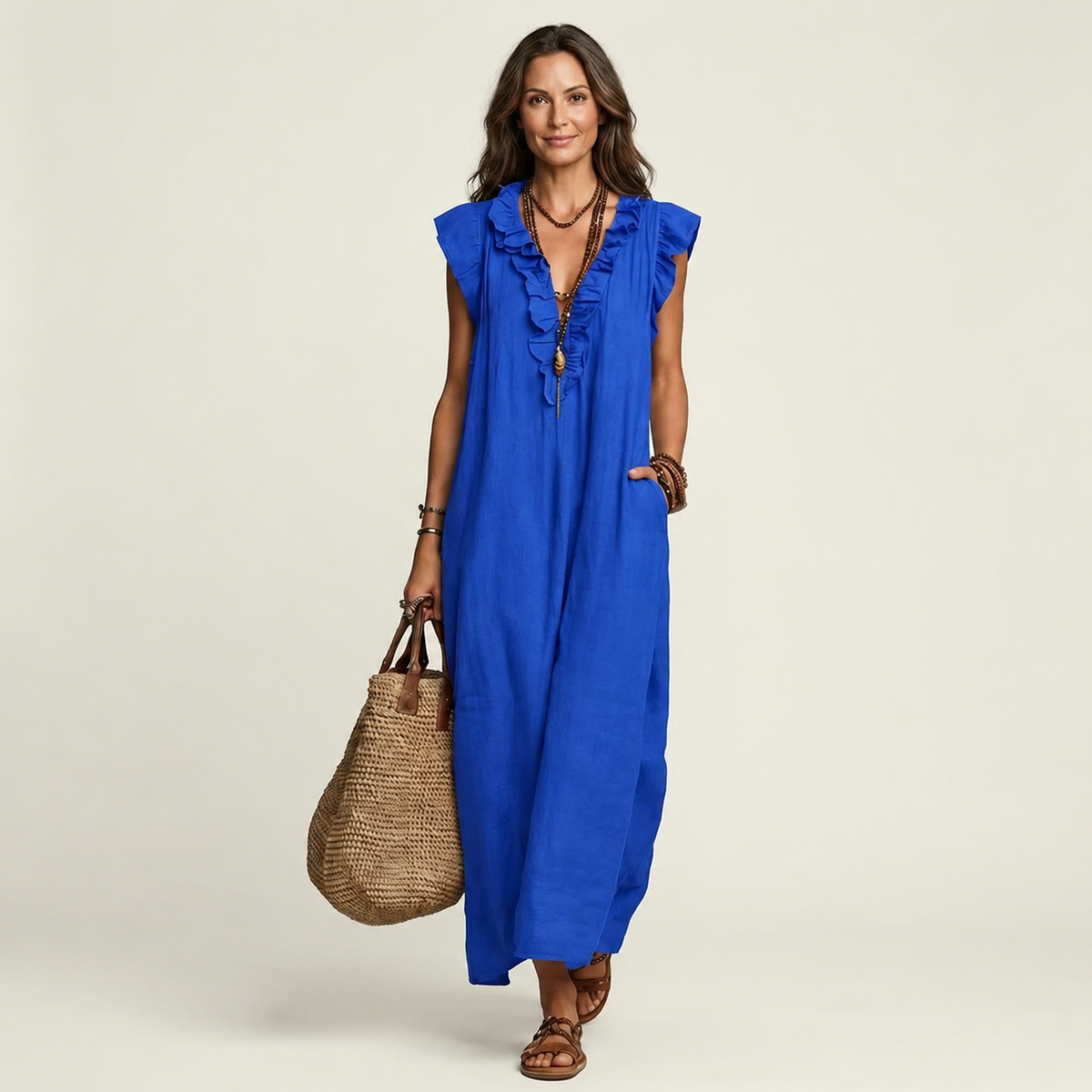 Josette | Ruffle V-Neck Maxi Dress