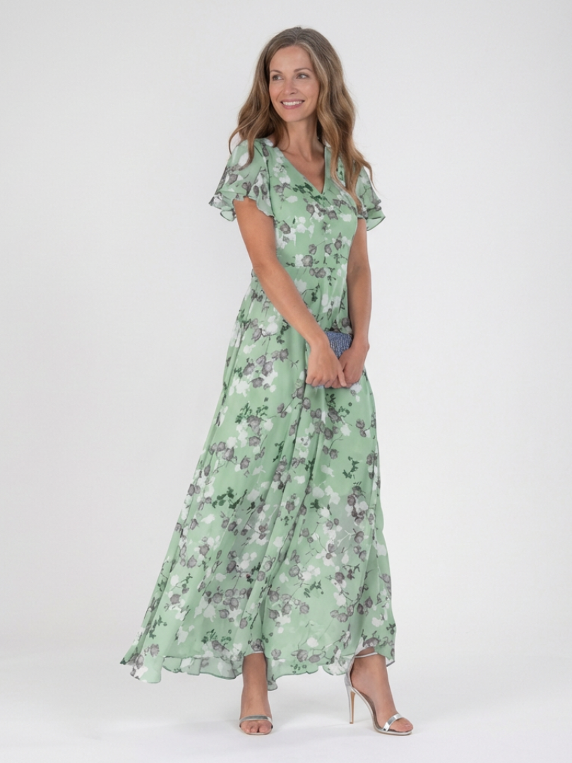 Ismeria™ - Floral Chiffon Maxi Dress
