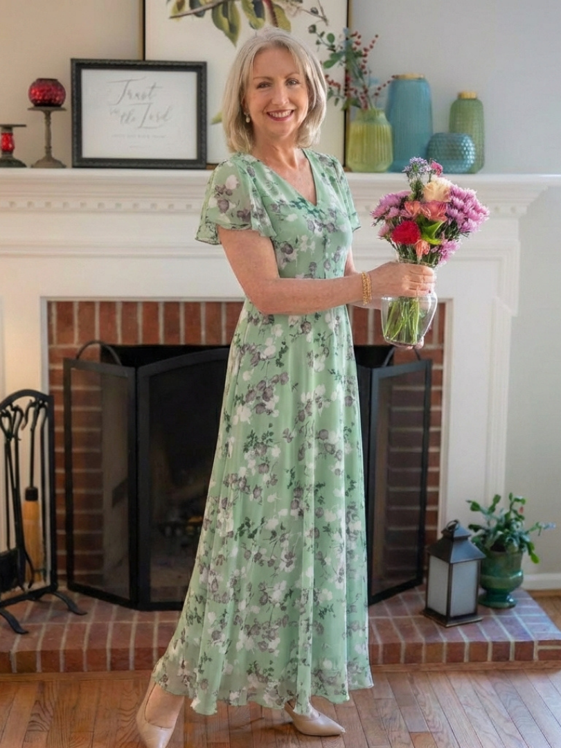 Ismeria™ - Floral Chiffon Maxi Dress