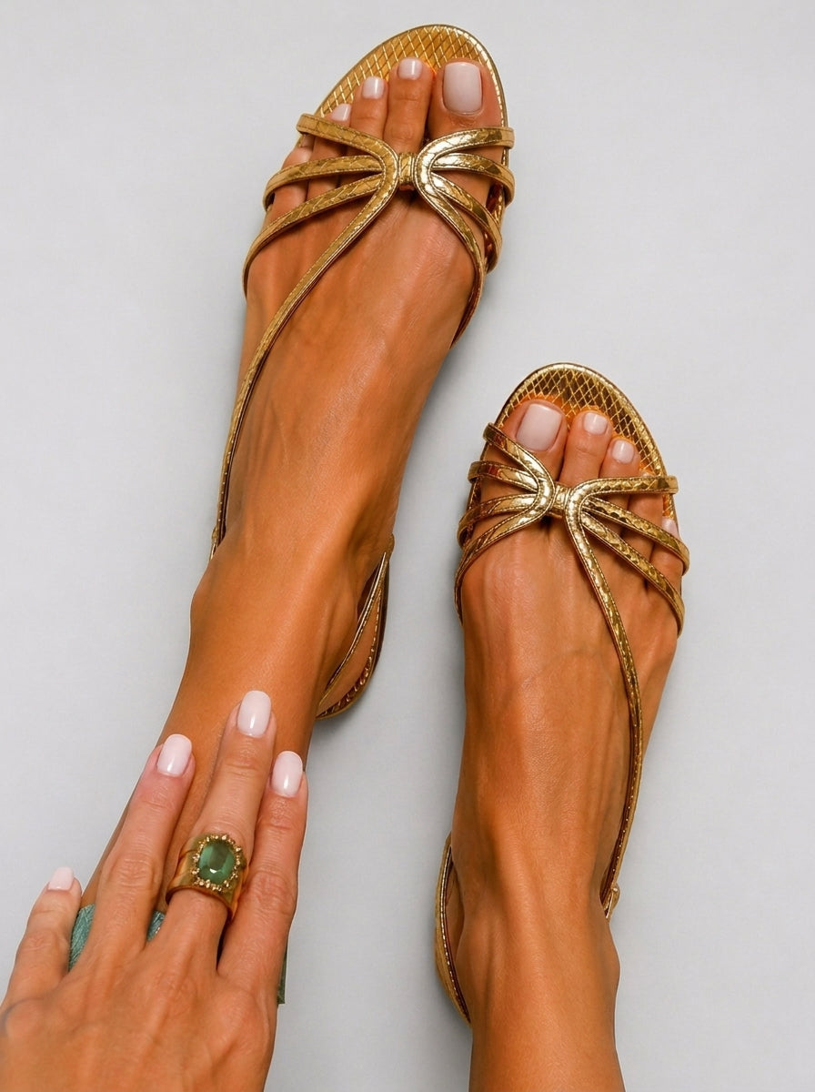 Susan - Metallic Print Strap Sandals