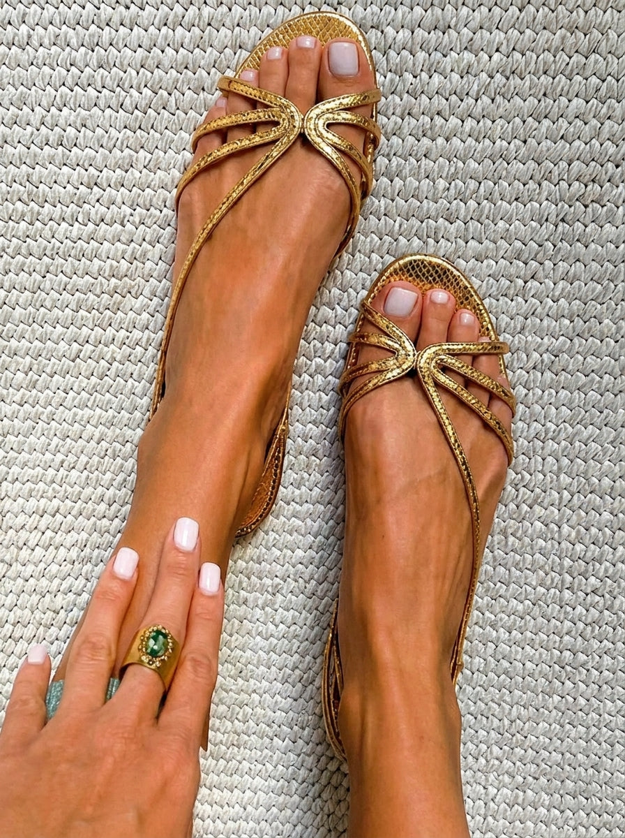 Susan - Metallic Print Strap Sandals