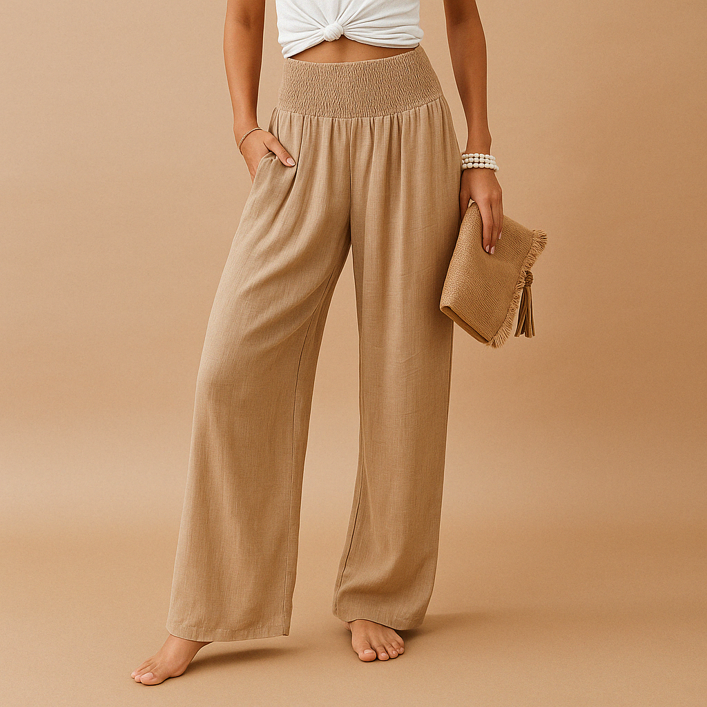 Loise Women's Lightweight Straight-Leg Pants with Elastic Waistband