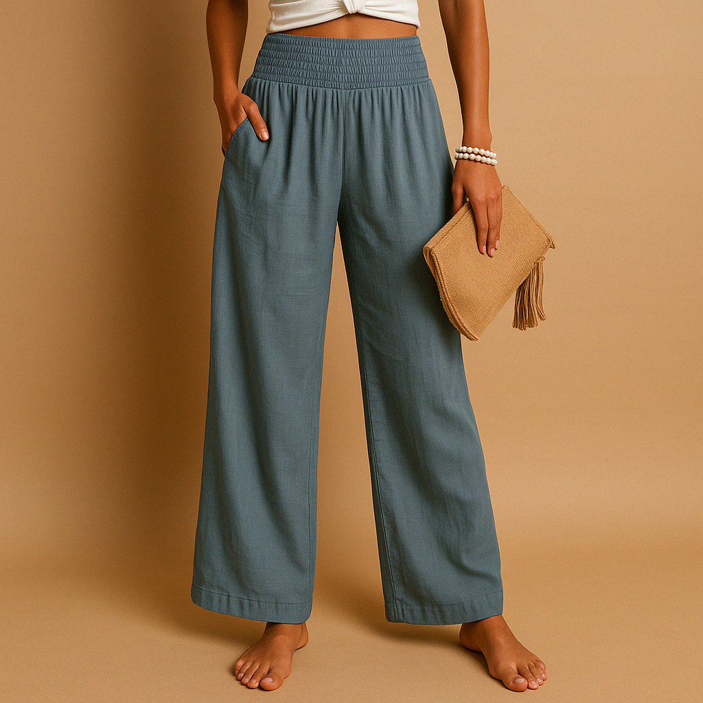 Loise Women's Lightweight Straight-Leg Pants with Elastic Waistband