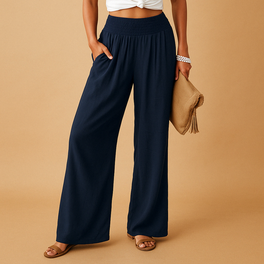 Loise Women's Lightweight Straight-Leg Pants with Elastic Waistband