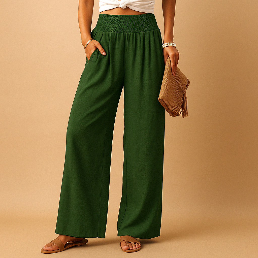 Loise Women's Lightweight Straight-Leg Pants with Elastic Waistband