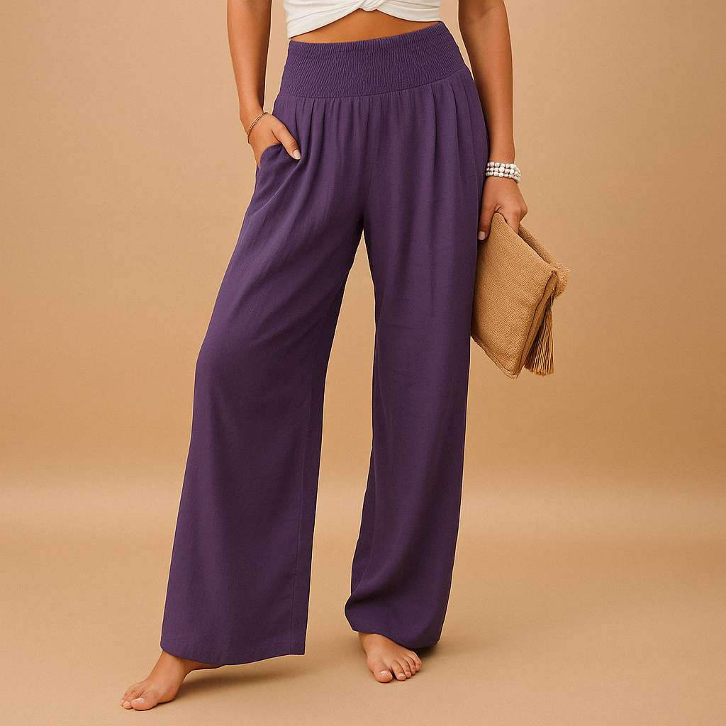 Loise Women's Lightweight Straight-Leg Pants with Elastic Waistband
