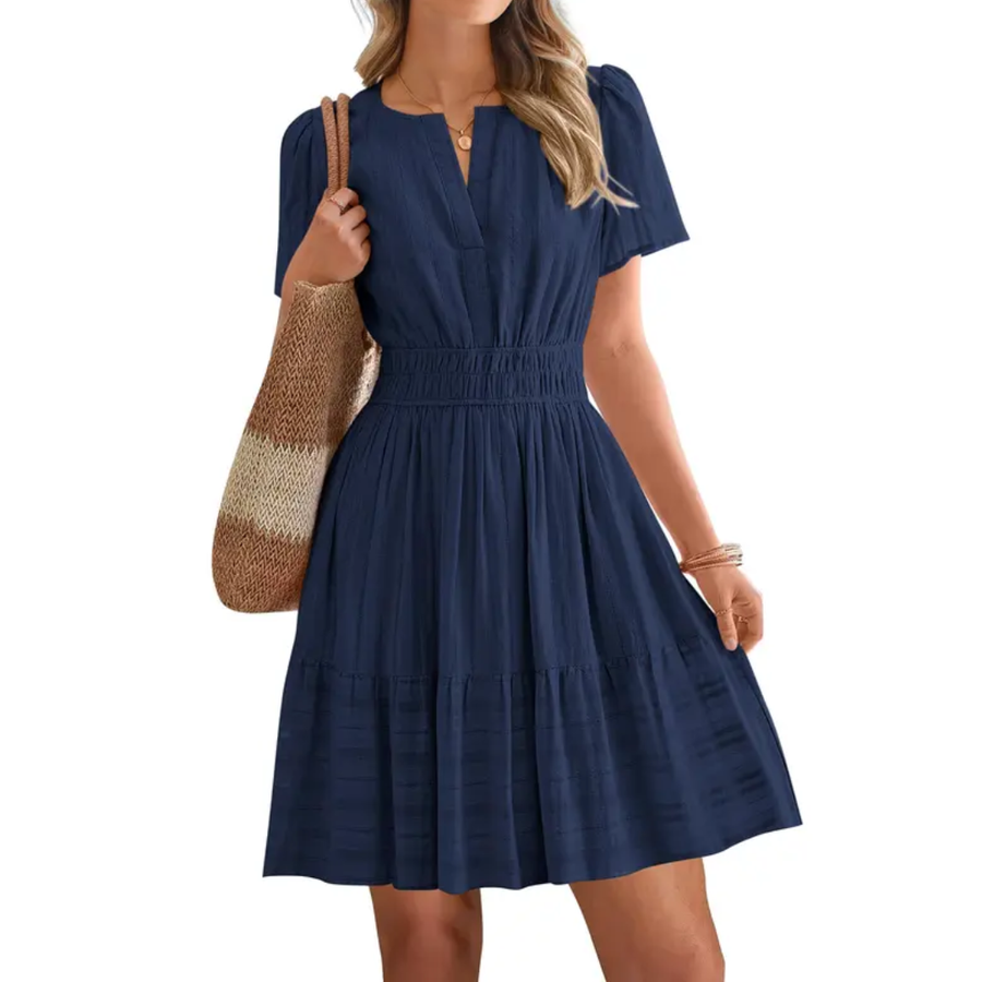 BLOSSOM™ – Boho V-Neck Mini Dress