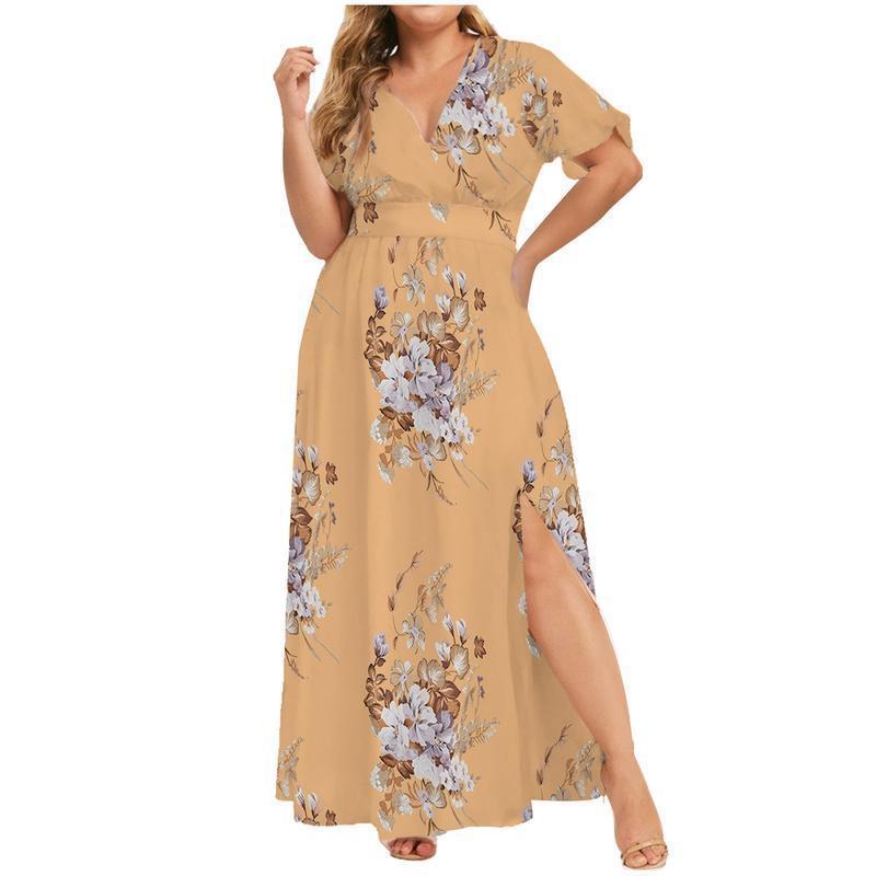 Clearance | Maxi Long Dress V-Neck Short Sleeve Dresses