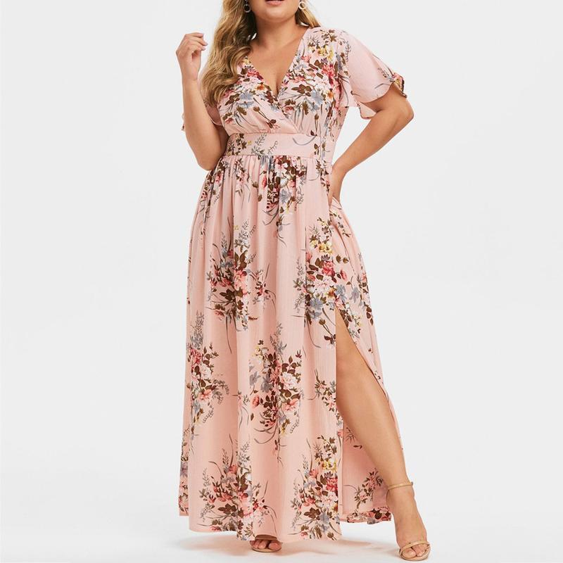 Clearance | Maxi Long Dress V-Neck Short Sleeve Dresses