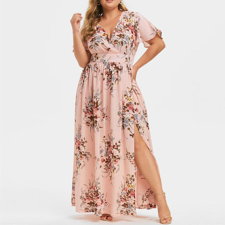 Clearance | Maxi Long Dress V-Neck Short Sleeve Dresses