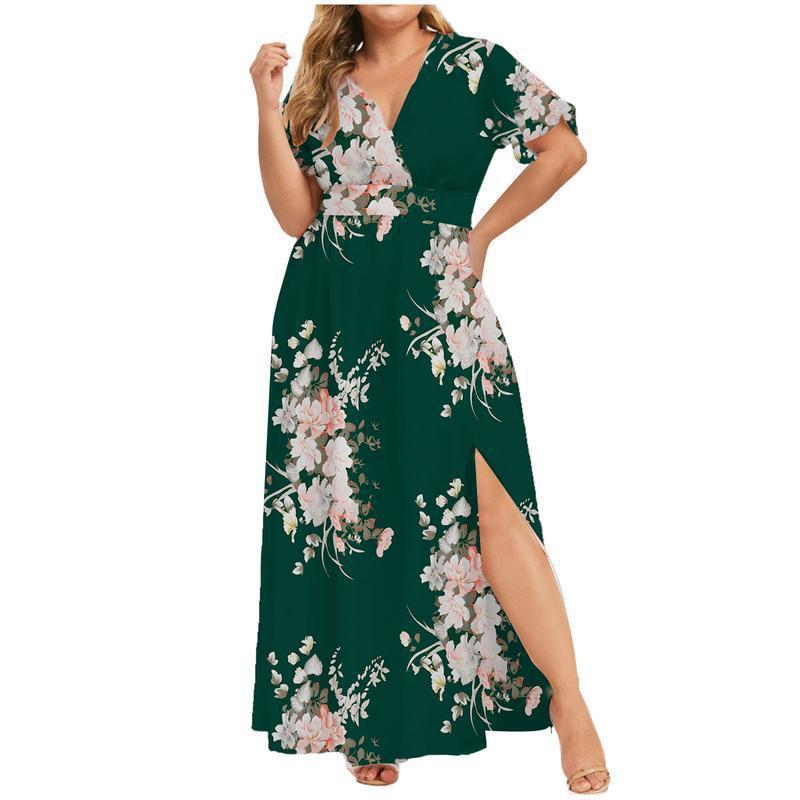 Clearance | Maxi Long Dress V-Neck Short Sleeve Dresses