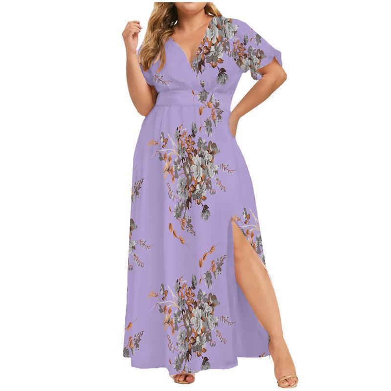 Clearance | Maxi Long Dress V-Neck Short Sleeve Dresses