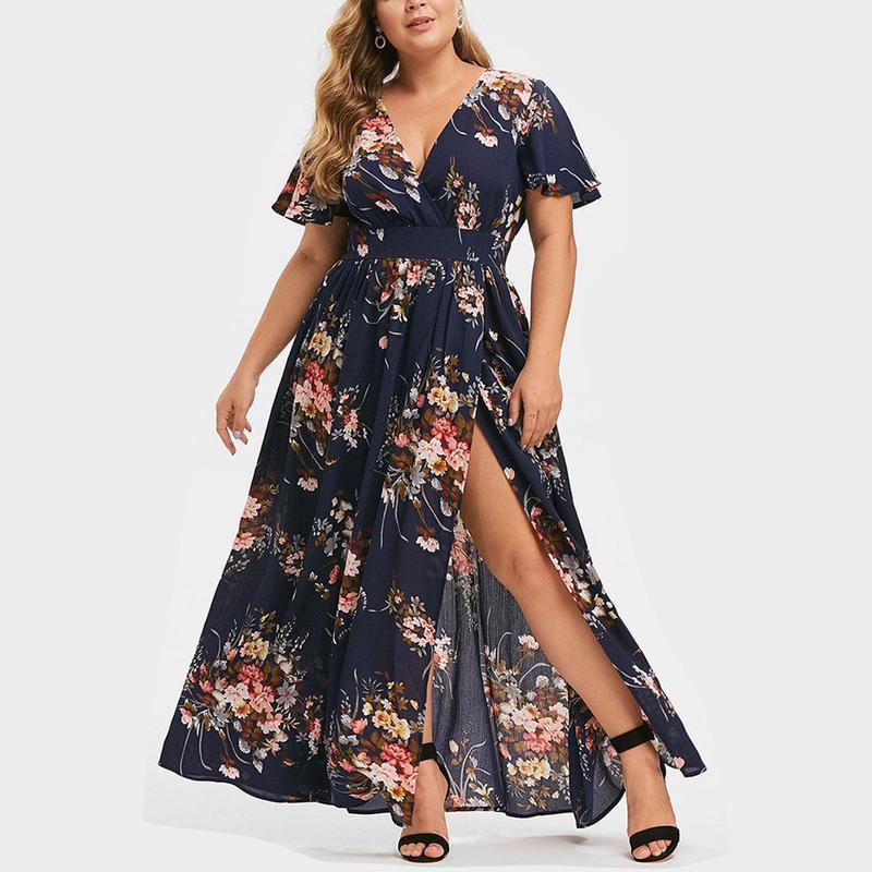 Clearance | Maxi Long Dress V-Neck Short Sleeve Dresses