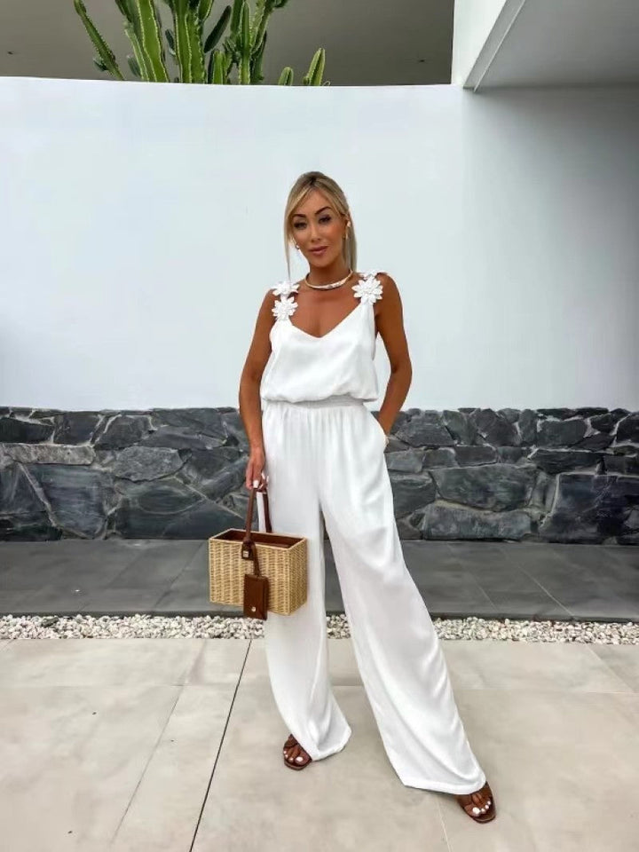Georgina | Elegant Floral Strap Jumpsuit – Flowy, Flattering &amp; Comfortable