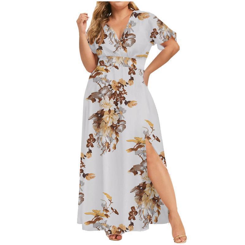 Clearance | Maxi Long Dress V-Neck Short Sleeve Dresses