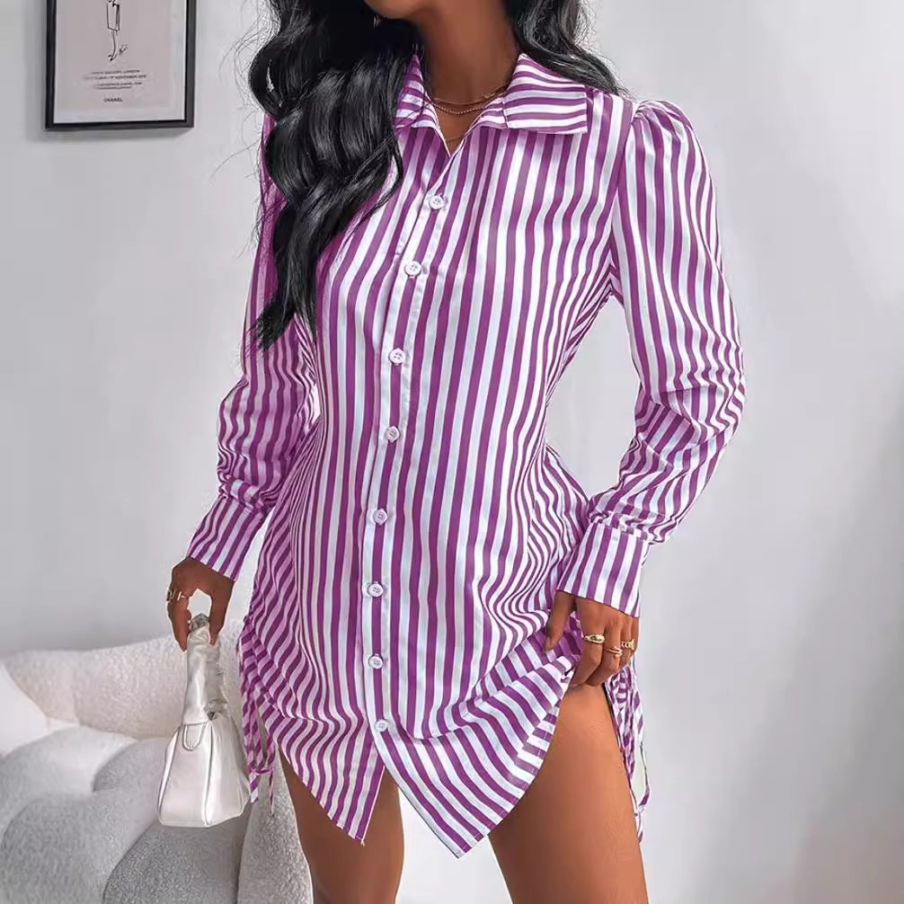 MIla | Sexy Side Drawstring Shirt Dress for Women