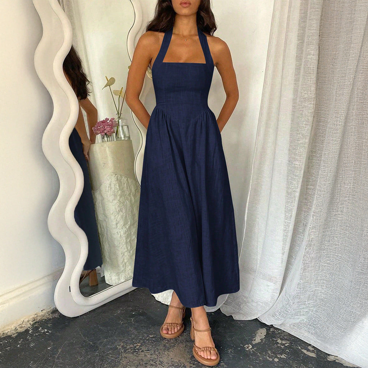 MYRNAT - Vintage Summer Sleeveless Halter Neck
