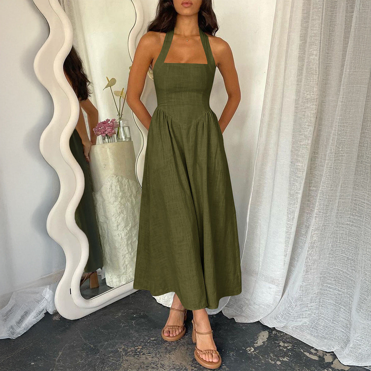 MYRNAT - Vintage Summer Sleeveless Halter Neck