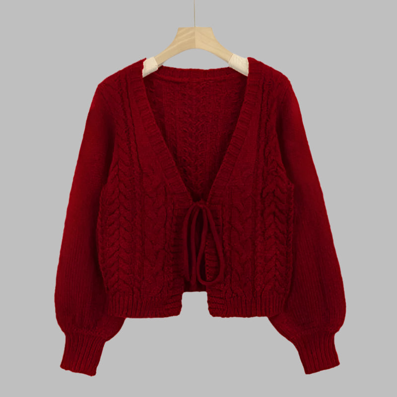 YERIEL™ - Cozy Vintage Chunky Tie-Front Long Sleeve