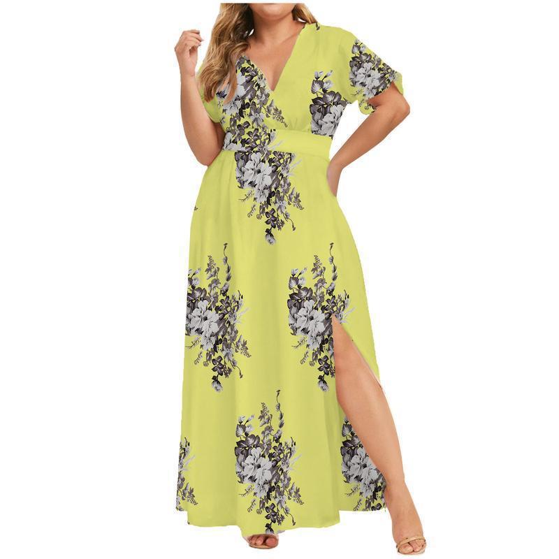 Clearance | Maxi Long Dress V-Neck Short Sleeve Dresses