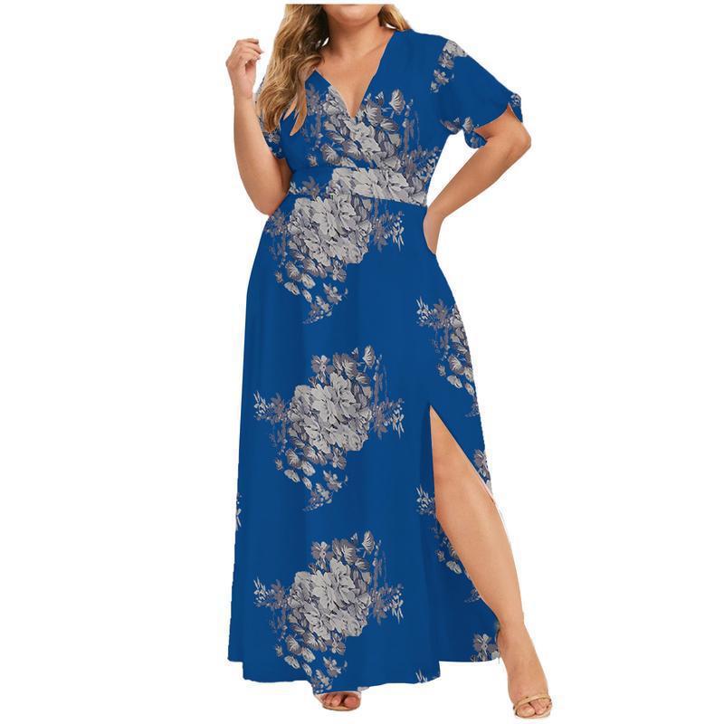 Clearance | Maxi Long Dress V-Neck Short Sleeve Dresses