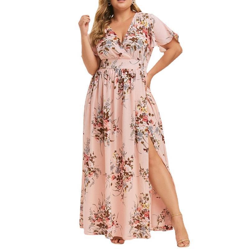 Clearance | Maxi Long Dress V-Neck Short Sleeve Dresses