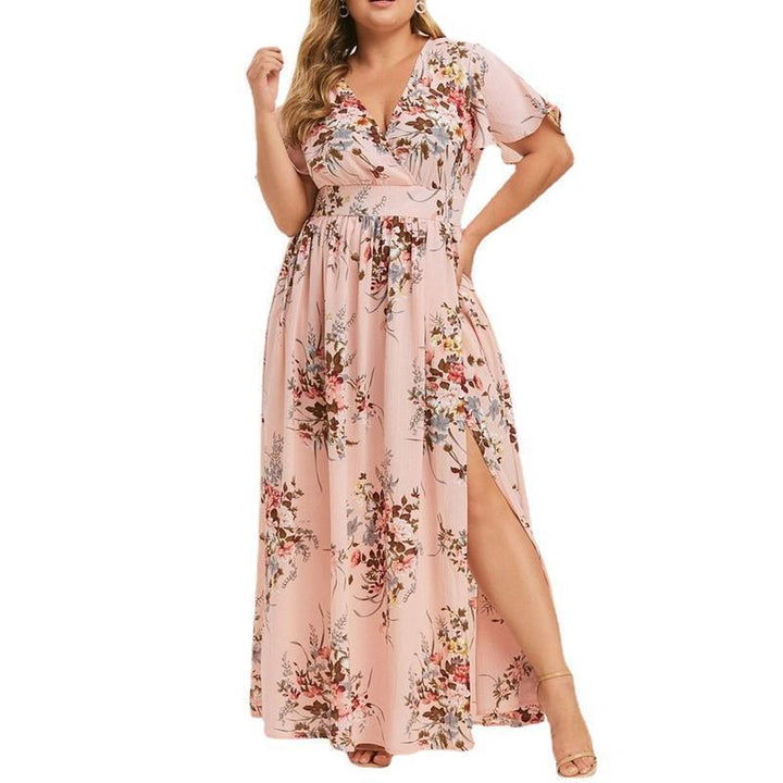 Clearance | Maxi Long Dress V-Neck Short Sleeve Dresses