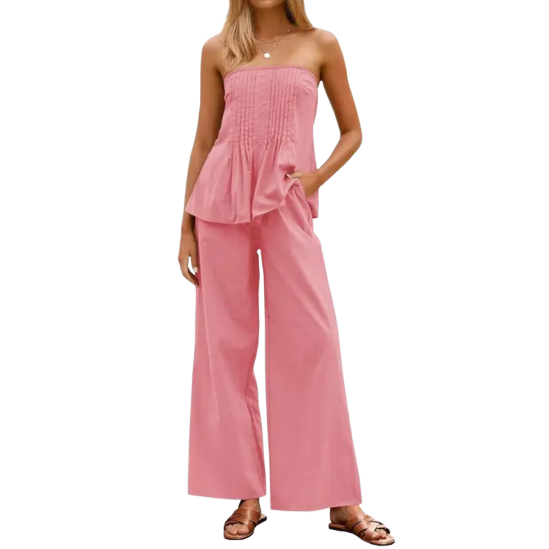 ZELENE™ – Breezy Strapless Wide-Leg Lounge Set