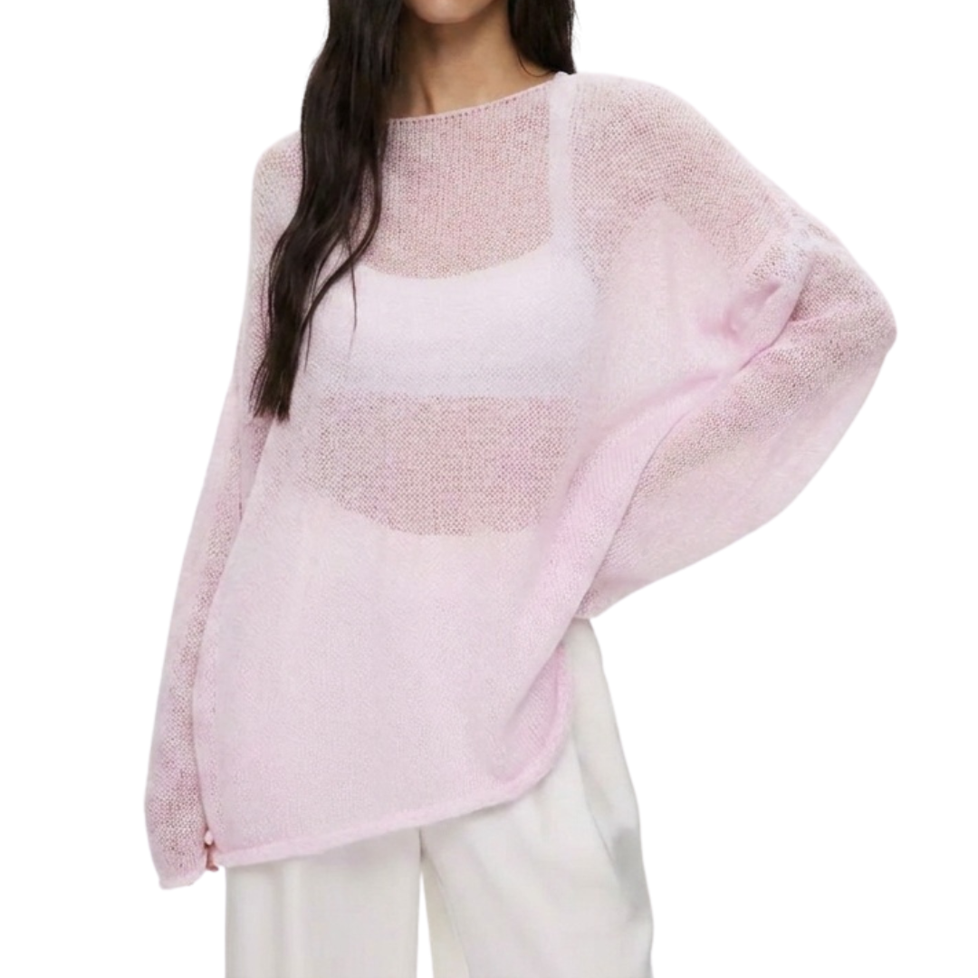 BRISEIS™ – Airy Hollow-Out Flare-Sleeve Knit Sweater