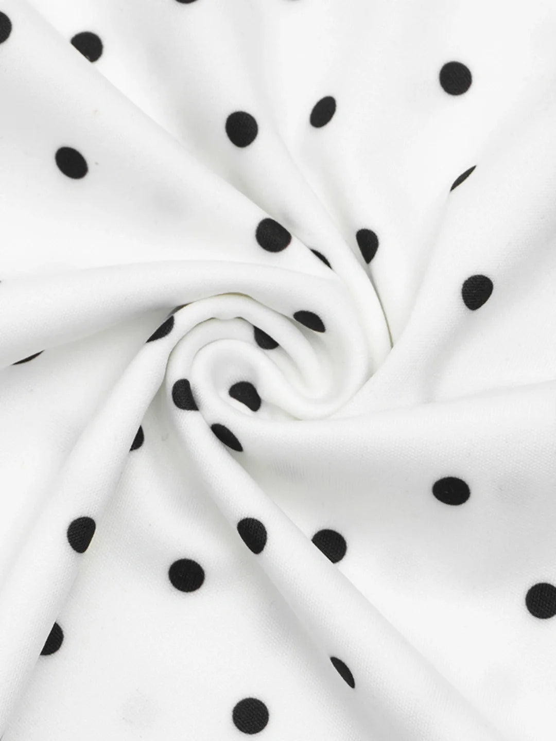 Vintage Polka Dot Ruched Midi Dress