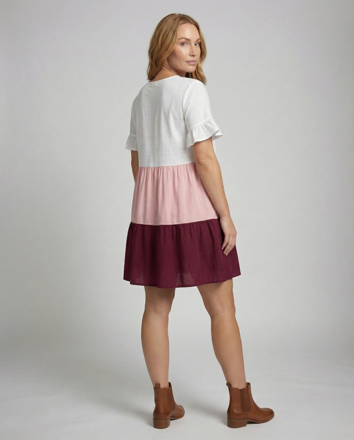 Light Pleated Tunic with V-Neck and Heart Print