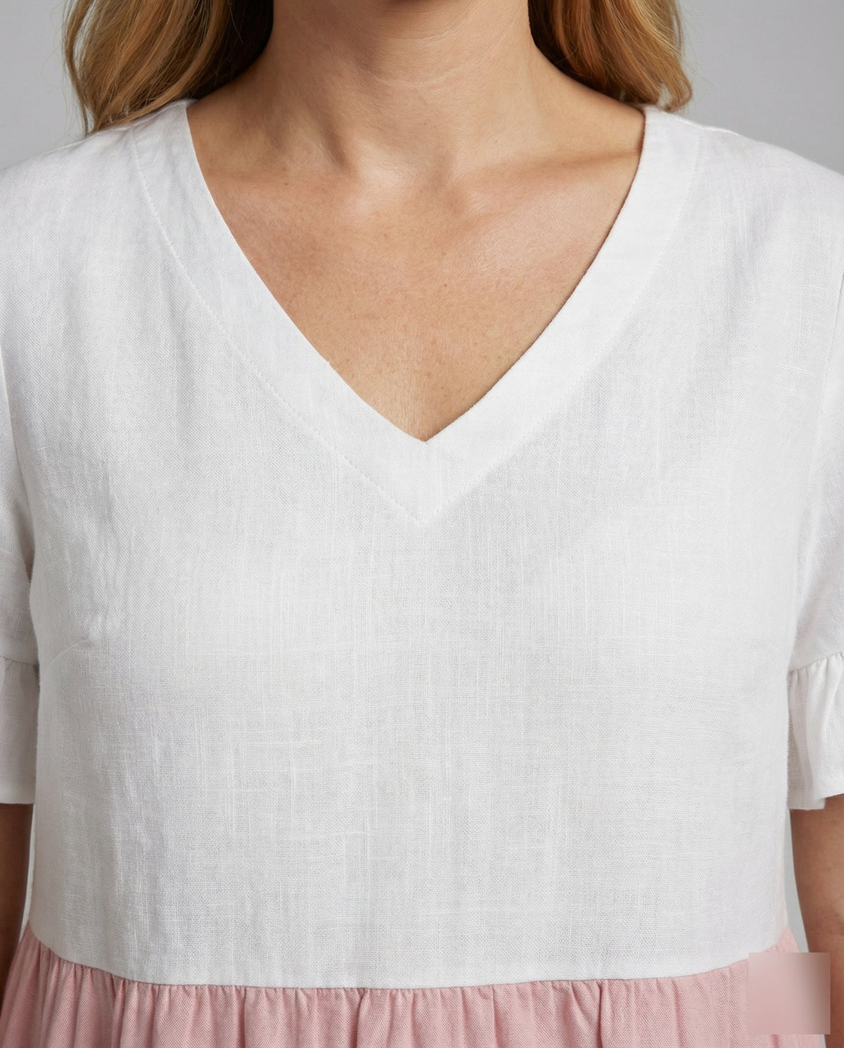 Light Pleated Tunic with V-Neck and Heart Print
