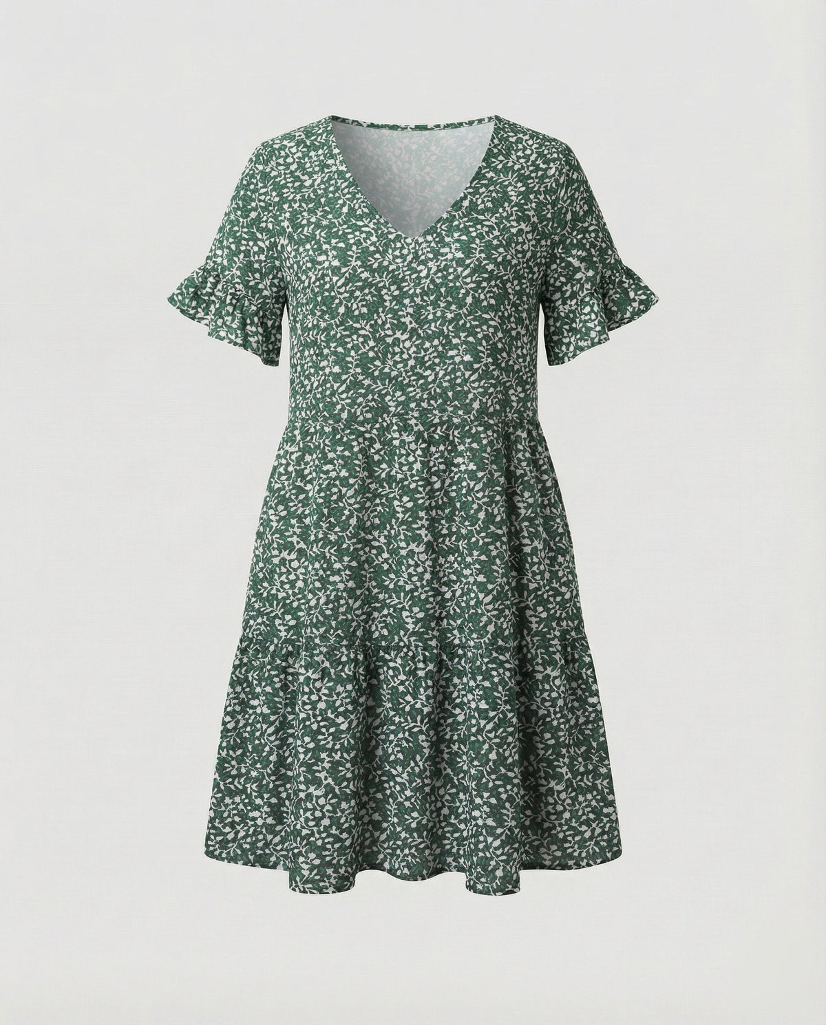 Light Pleated Tunic with V-Neck and Heart Print