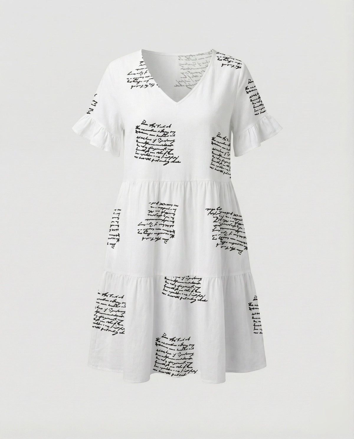 Light Pleated Tunic with V-Neck and Heart Print