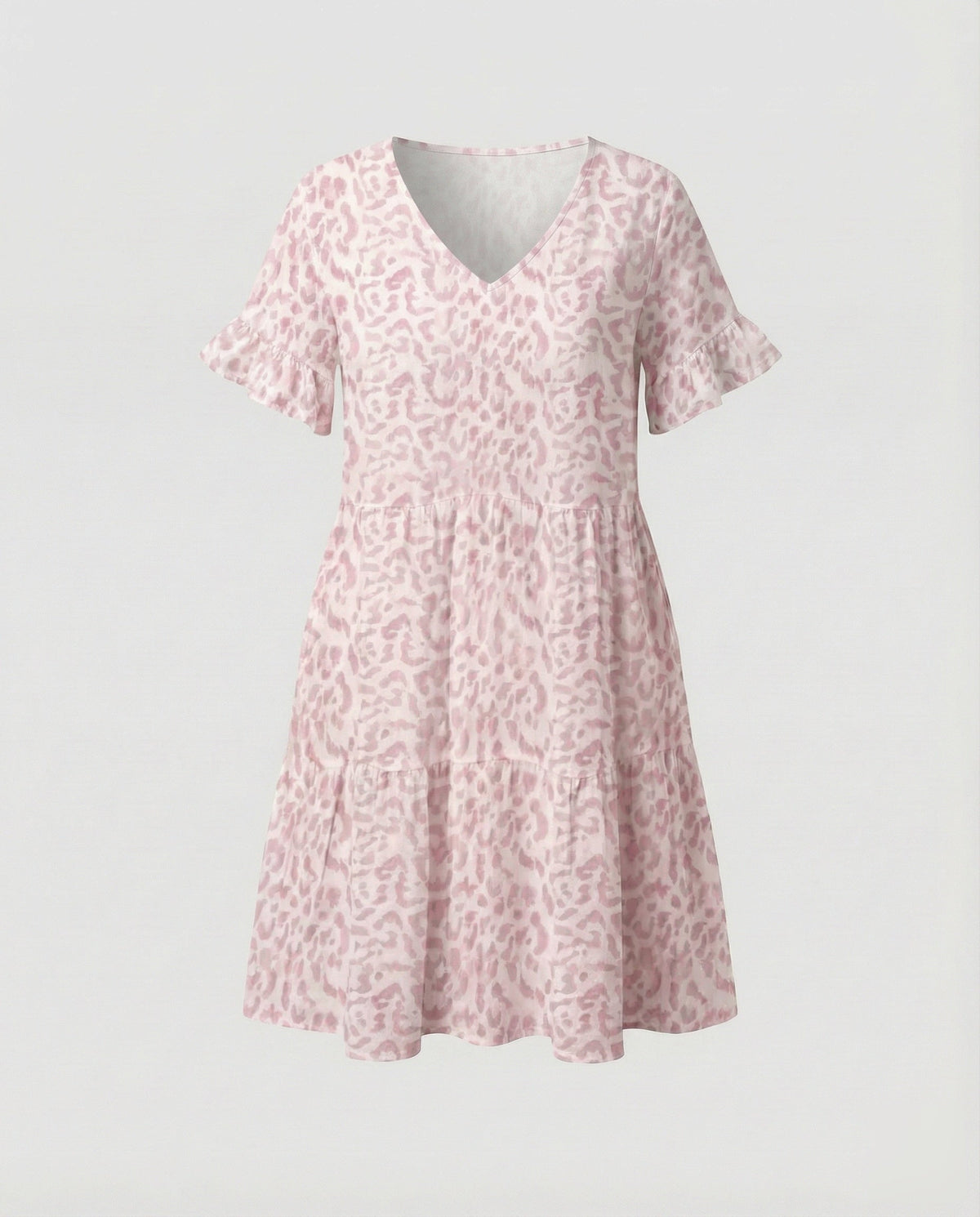 Light Pleated Tunic with V-Neck and Heart Print