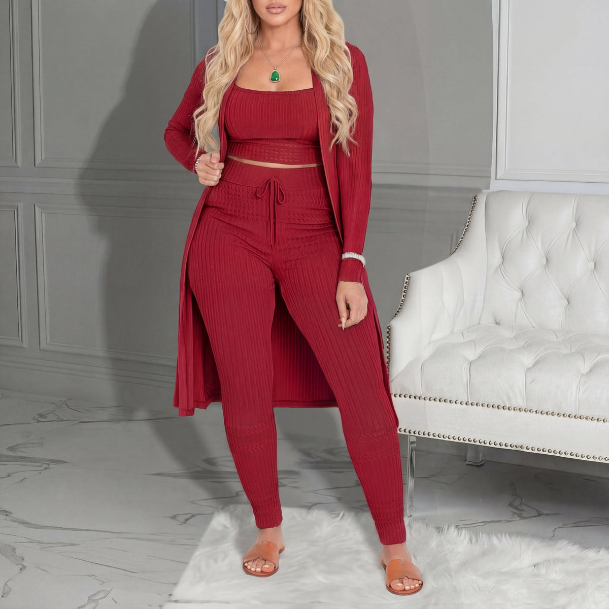 AMARIET - Cozy Three Piece Cardigan