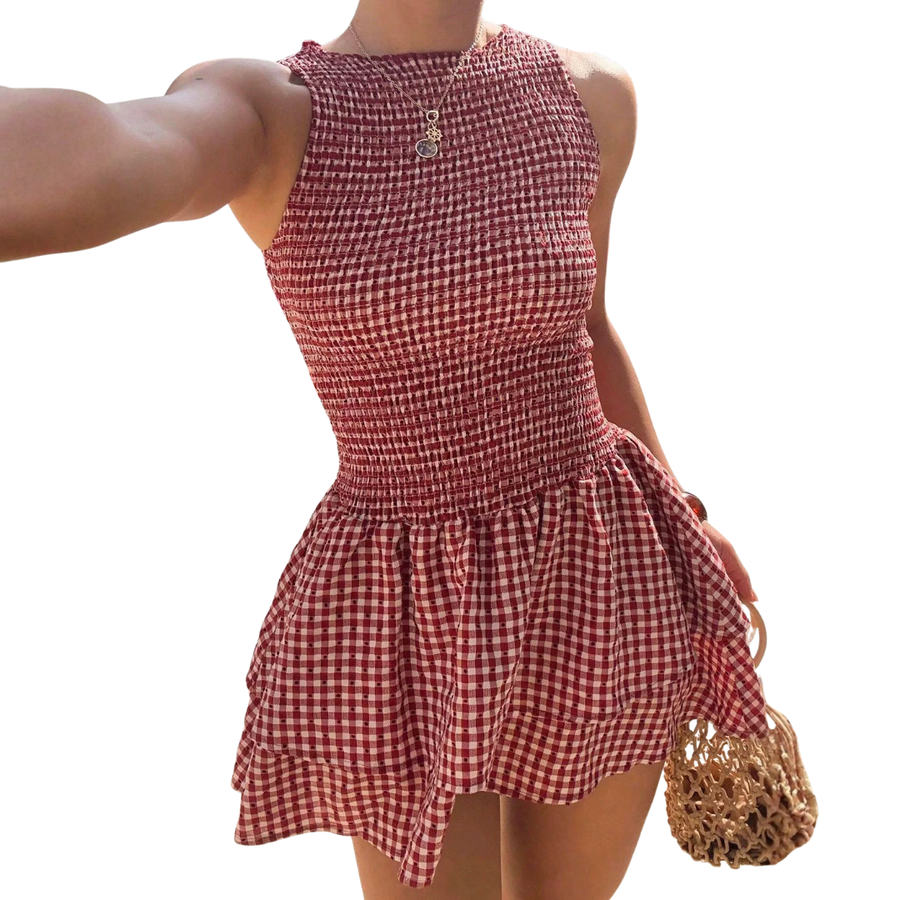 DAGNY™ – Vintage Check Tiered Mini Dress