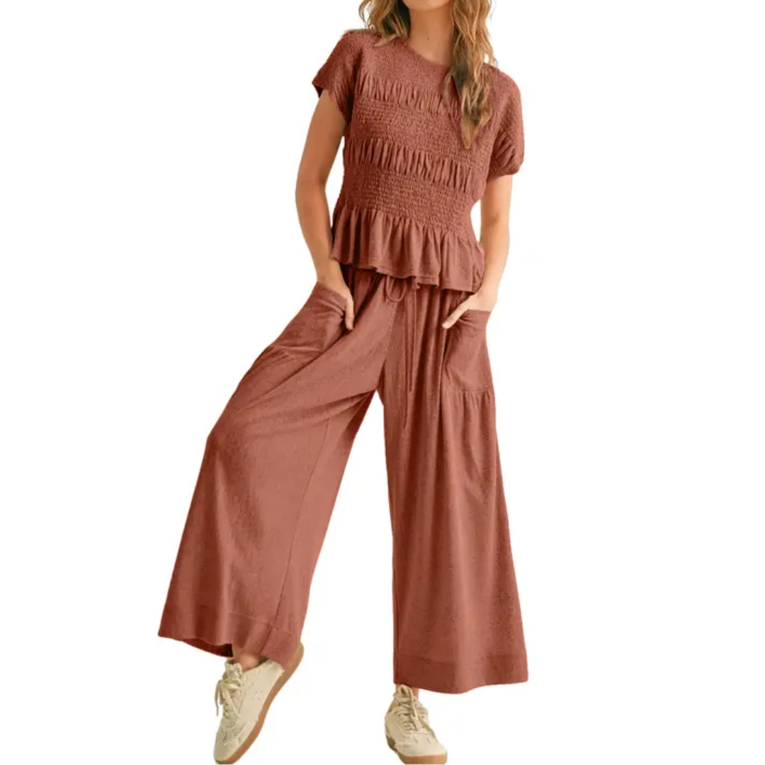 WRENOVA™ – Relaxed Smocked Wide-Leg Lounge Set